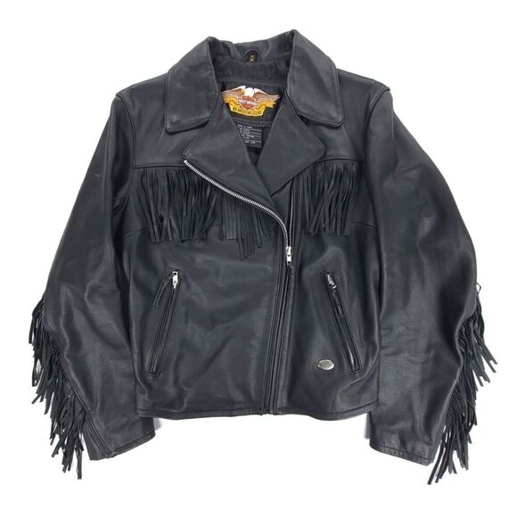 Harley-Davidson Jackets & Blazers - NEW Harley Davidson Leather Fringe Jacket Boho Western Cowgirl Moto Biker Black